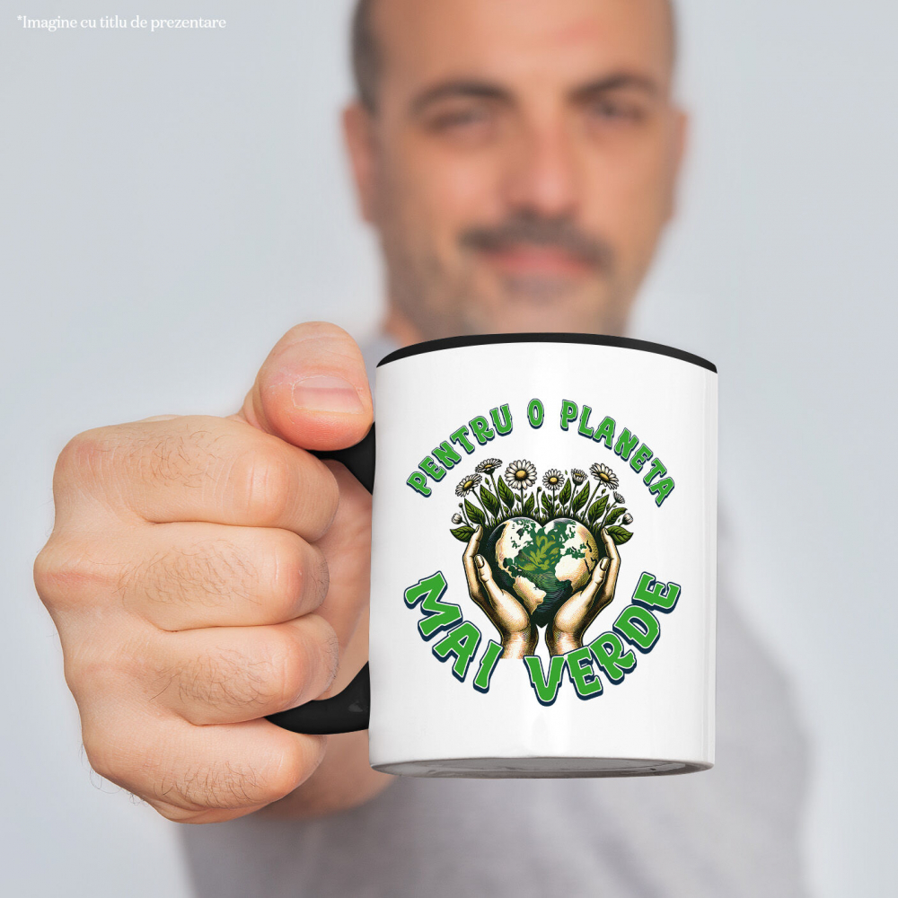 Cana Personalizata "Produse personalizate ecologice – Pământ în formă de inimă și flori de margarete pentru o planetă mai verde" [2]