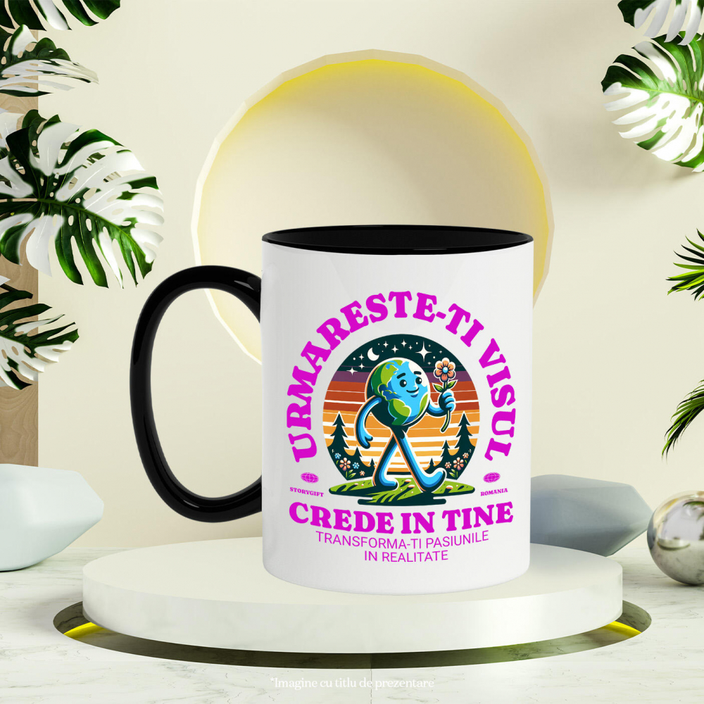 Cana Personalizata "Produse personalizate inspiraționale – Pământ mergător și floare roșie pentru a-ți urma visul" [3]