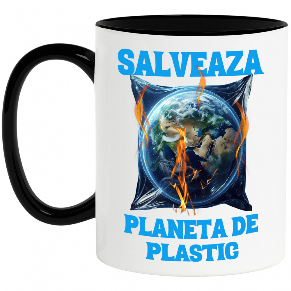 Cana Personalizata "Produse ecologice personalizate – Pământ Terra în pungă de plastic, protejează mediul" [1]