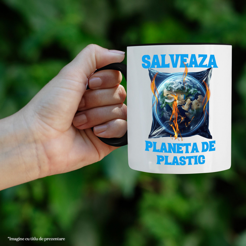 Cana Personalizata "Produse ecologice personalizate – Pământ Terra în pungă de plastic, protejează mediul" [2]