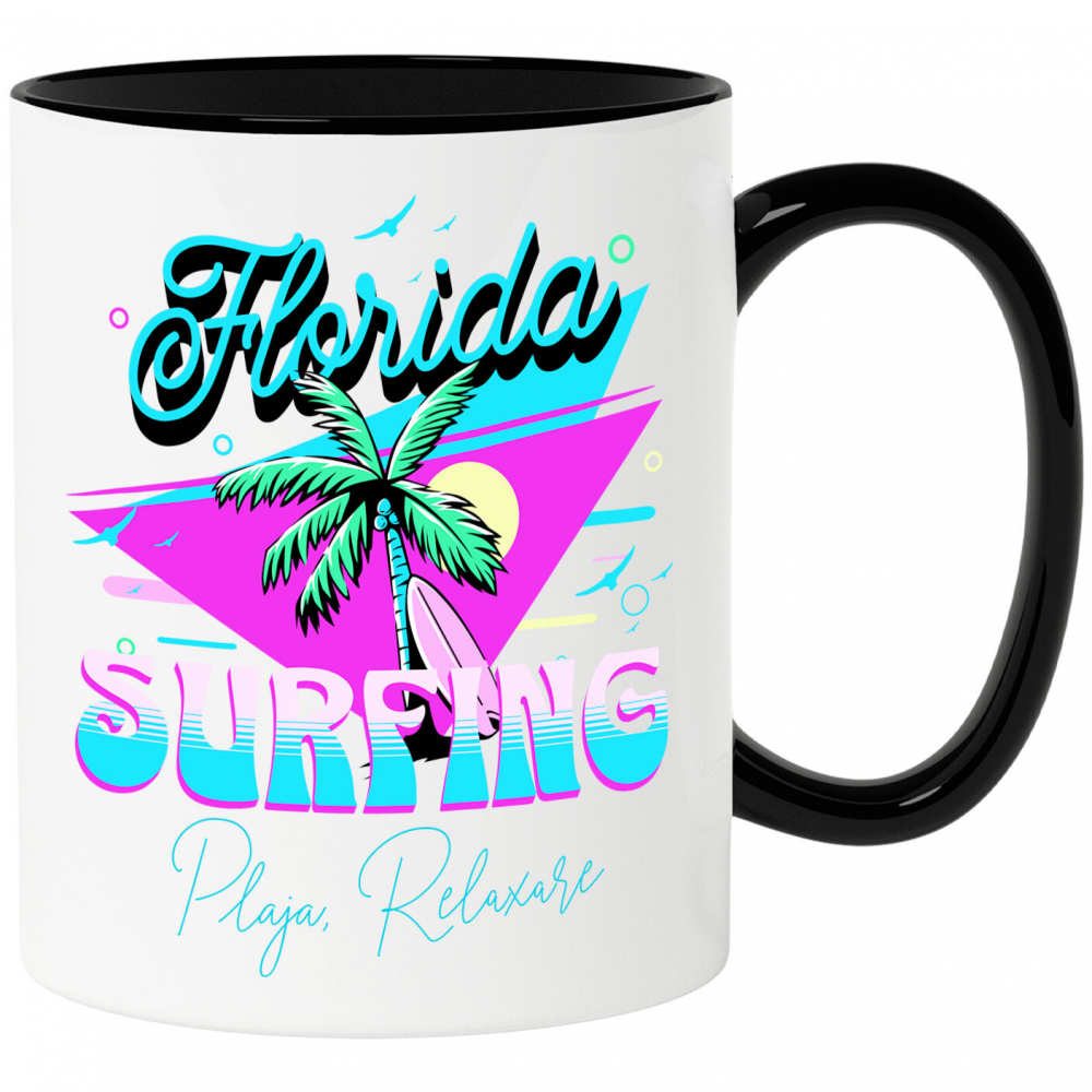 Cana Personalizata "Produse personalizate pentru vacanță – Palmier cu nuci de cocos și placă de surf în Florida pentru surfing" [1]