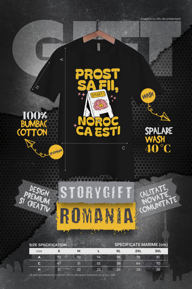 Tricou Femei, Barbati, Copii, Fata, Baiat, Unisex Personalizat „Prost să fii, noroc că ești” – Cadouri Personalizate cu Mesaj Amuzant și Inteligent [4]