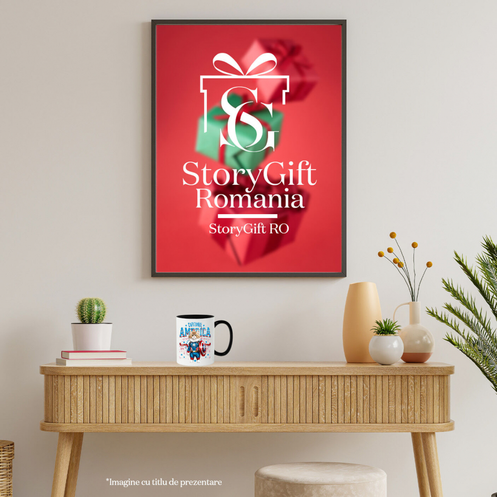 Cana Personalizata Pisica Persan în Costum de Captain America cu Pelerină - Cadou Personalizat pentru Copii și Iubitorii de Pisici [4]