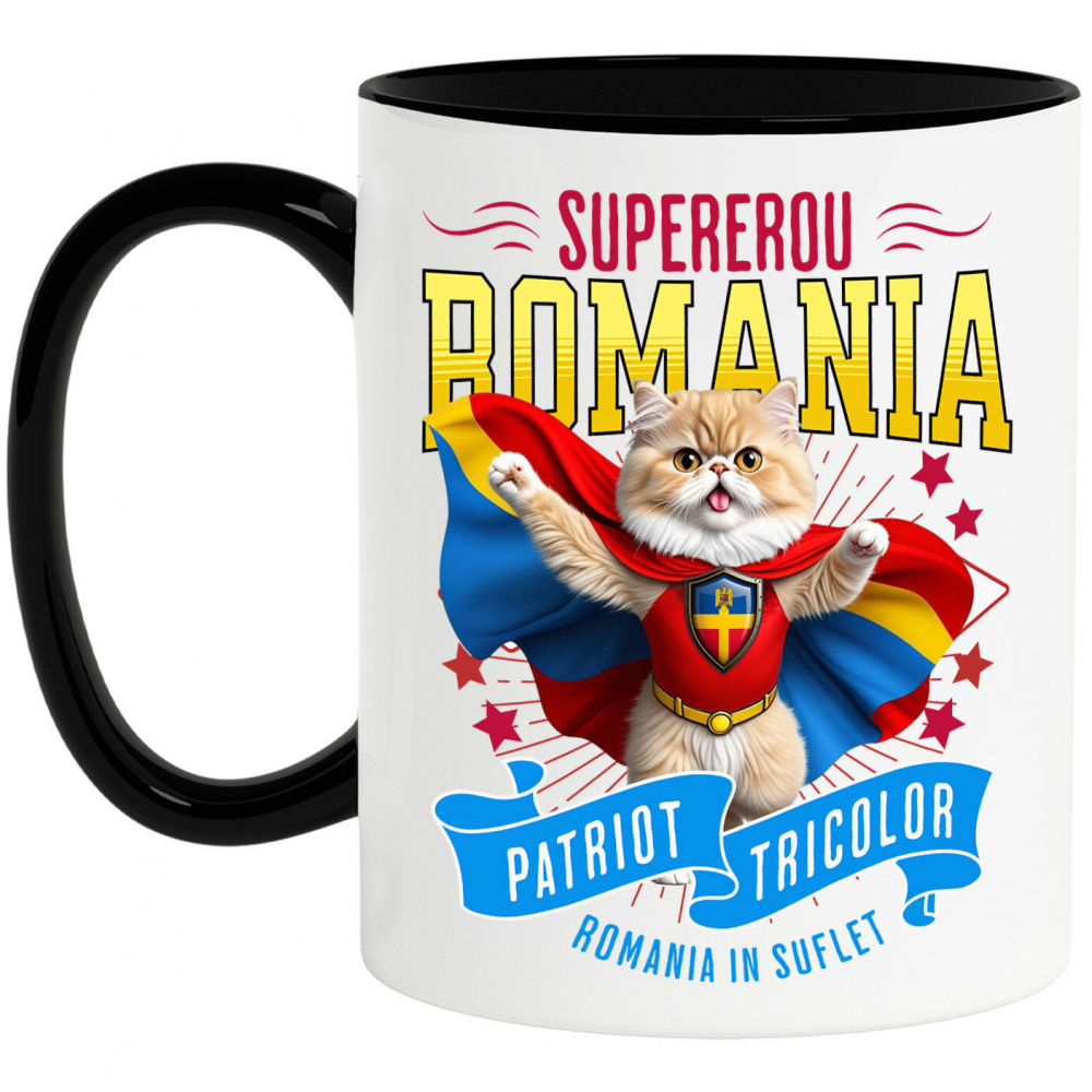 Cana Personalizata Pisică Persană În Costum de Căpitan România - Cadouri Personalizate pentru Iubitorii de Animale [1]