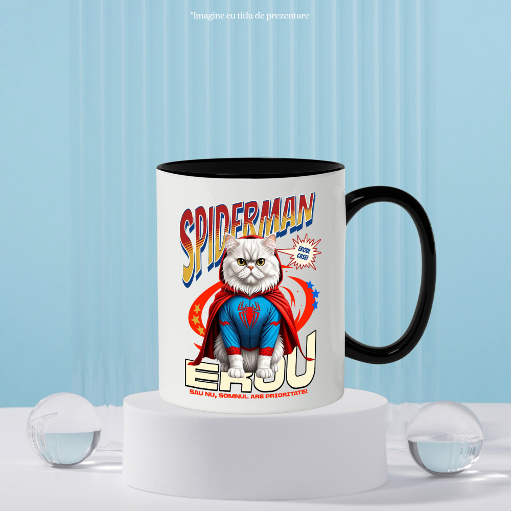 Cana Personalizata Pisică Persan în Costum Spider-Man - Cadou Personalizat pentru Iubitorii de Pisici și Copii [3]