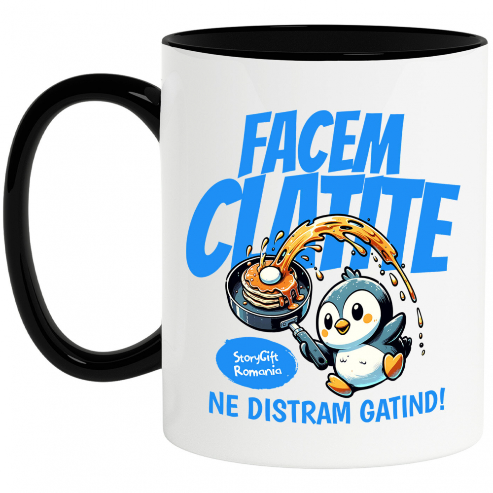Cana Personalizata Cadou personalizat pentru iubitorii de clătite | Pinguin în bucătărie cu tigaie și distracție în familie [1]