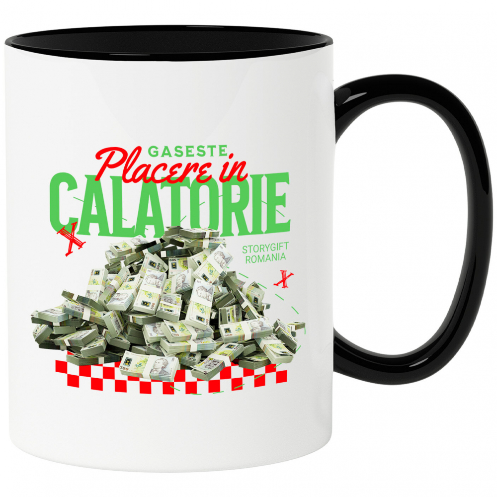 Cana Personalizata Piramidă Teanc de Bani 500 Lei – „Găsește Plăcerea în Călătorie” – Cadou Personalizat pentru Familie, Copii, Tati, Prieteni [1]