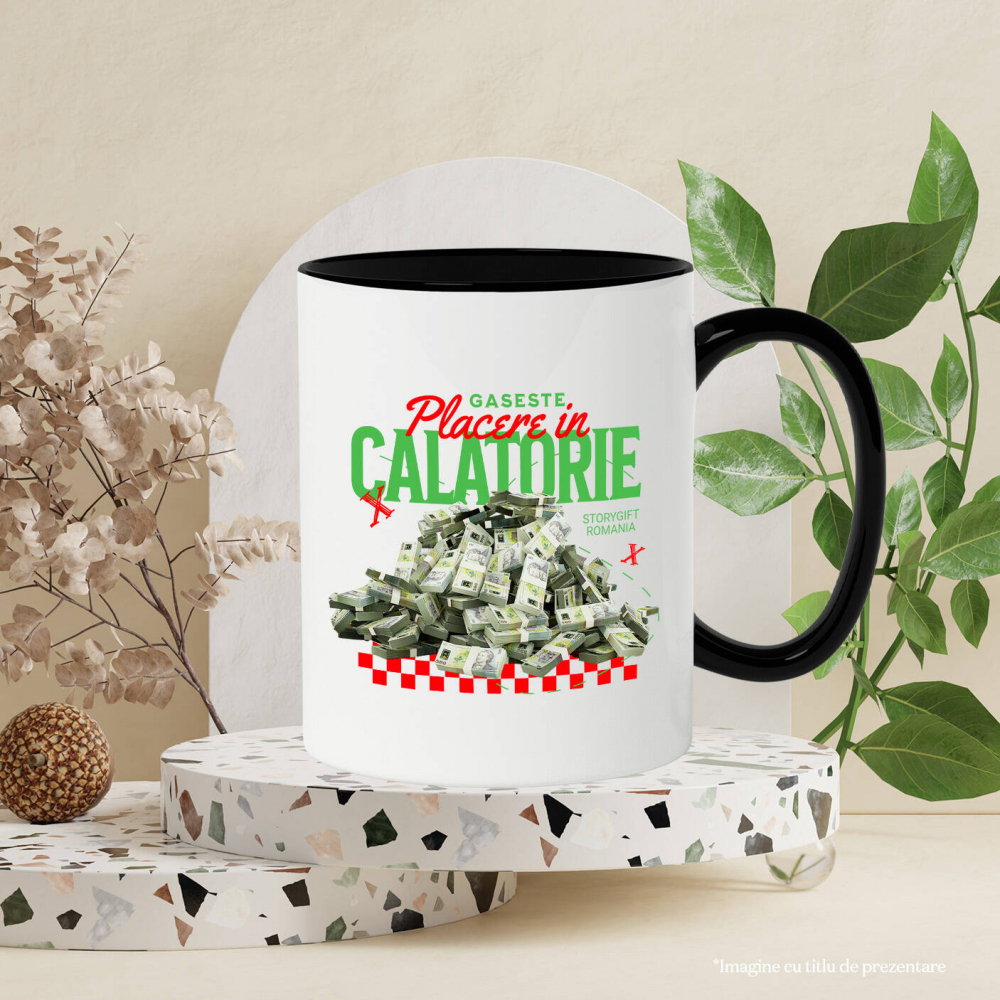 Cana Personalizata Piramidă Teanc de Bani 500 Lei – „Găsește Plăcerea în Călătorie” – Cadou Personalizat pentru Familie, Copii, Tati, Prieteni [3]