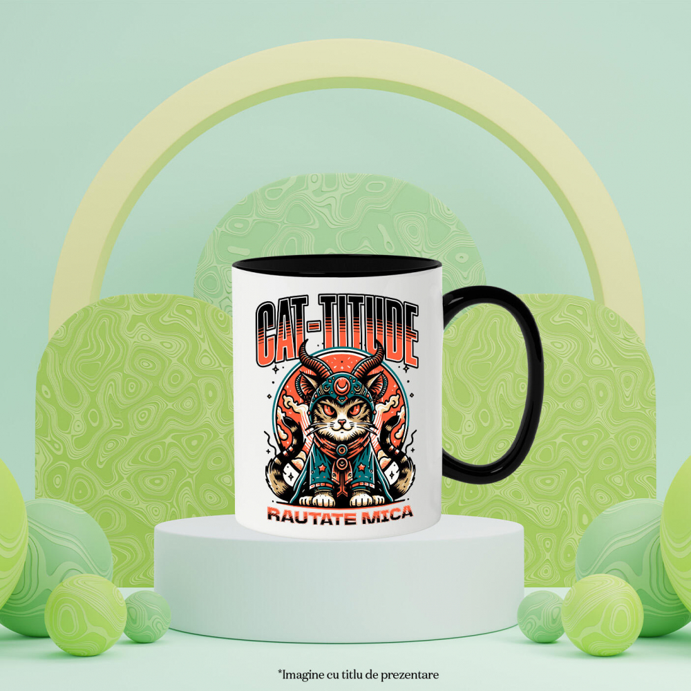 Cana Personalizata Pisica Bizara Stil Asiatic Cu Ochi Roșii – Cat-titude Răutate Mică – Cadou Personalizat Iubitorilor De Pisici [3]