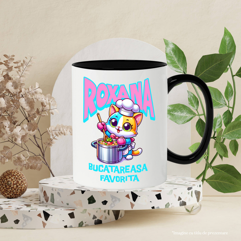 Cana Personalizata Pisică Colorată Veselă – Cadou Personalizat pentru Bucătărese și Iubitori de Pisici [3]