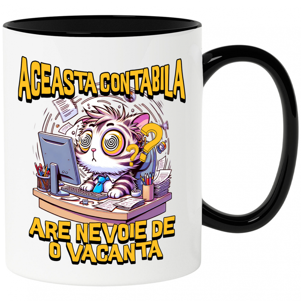 Cana Personalizata Pisică Haioasă la Birou – Design Amuzant pentru Iubitorii de Pisici [1]