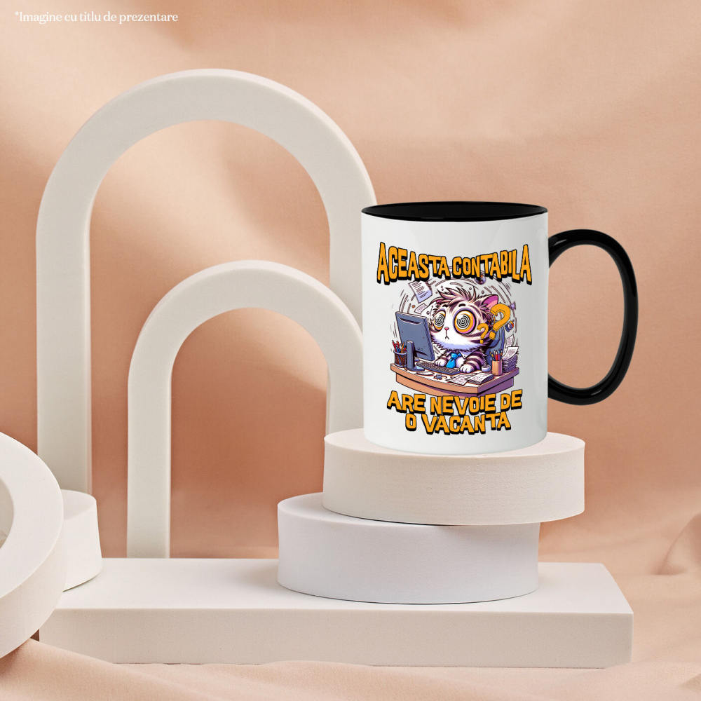 Cana Personalizata Pisică Haioasă la Birou – Design Amuzant pentru Iubitorii de Pisici [3]