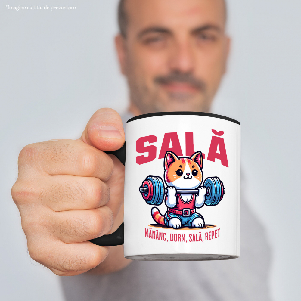 Cana Personalizata Pisică Fitness Ridicând Greutăți – Cadou Amuzant pentru Sportivi [2]