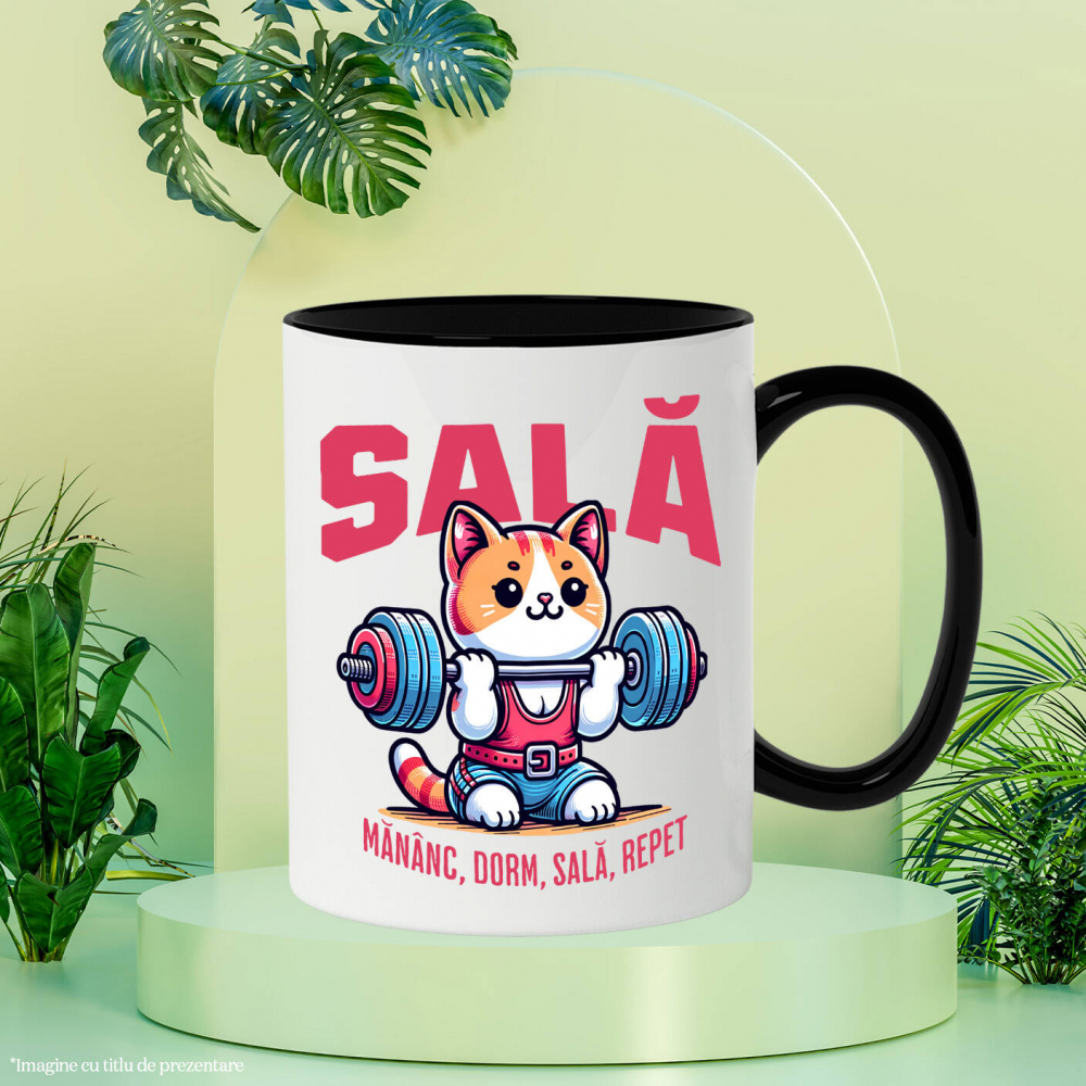 Cana Personalizata Pisică Fitness Ridicând Greutăți – Cadou Amuzant pentru Sportivi [3]