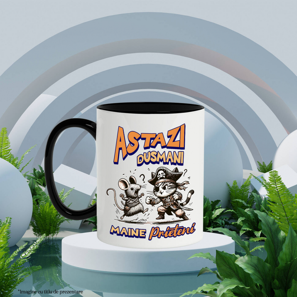 Cana Personalizata Cadouri personalizate pentru copii – Pisica pirat și soarecele în luptă cu mesaj amuzant [3]