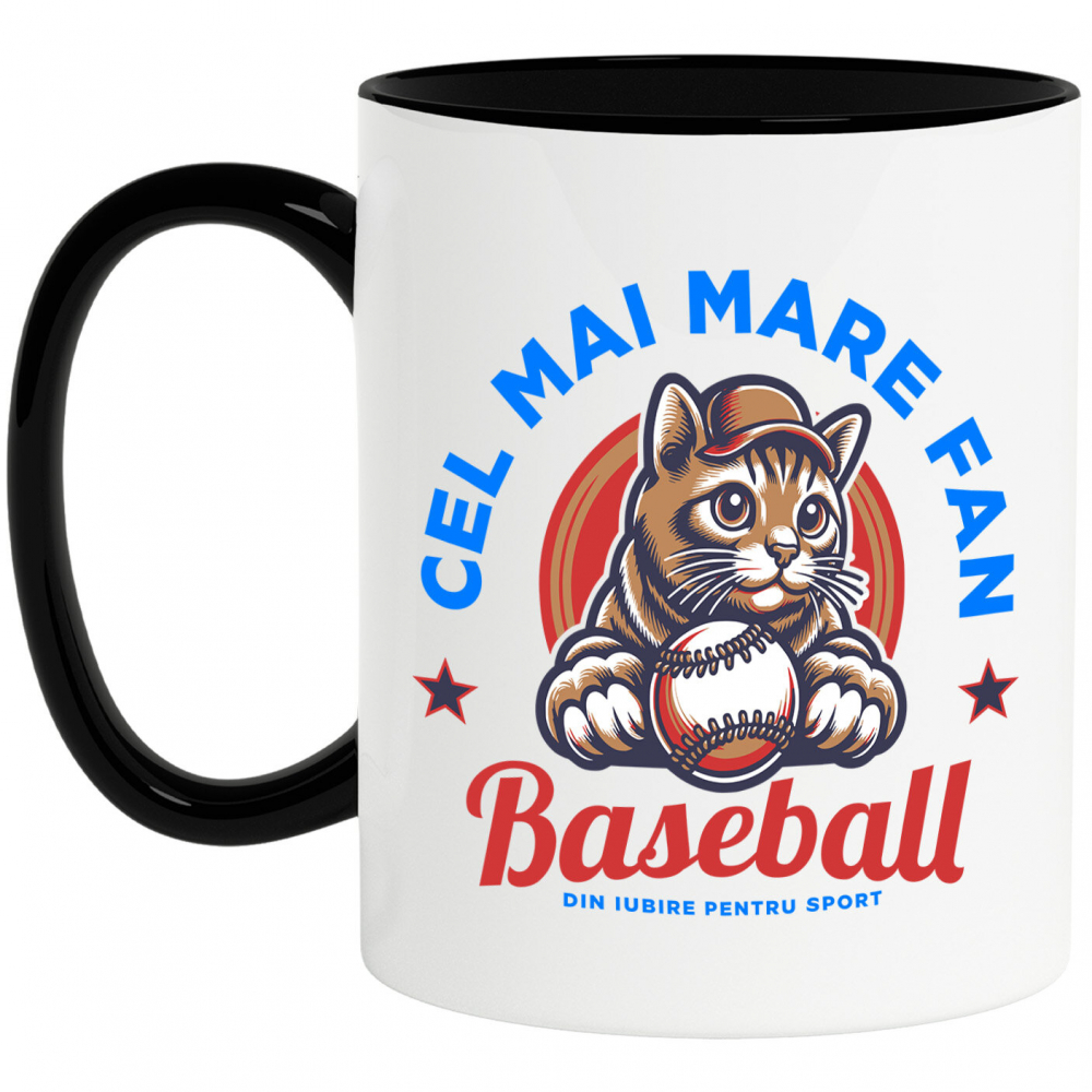 Cana Personalizata Pisică Jucătoare de Baseball – Cadou Amuzant pentru Iubitorii de Sport [1]