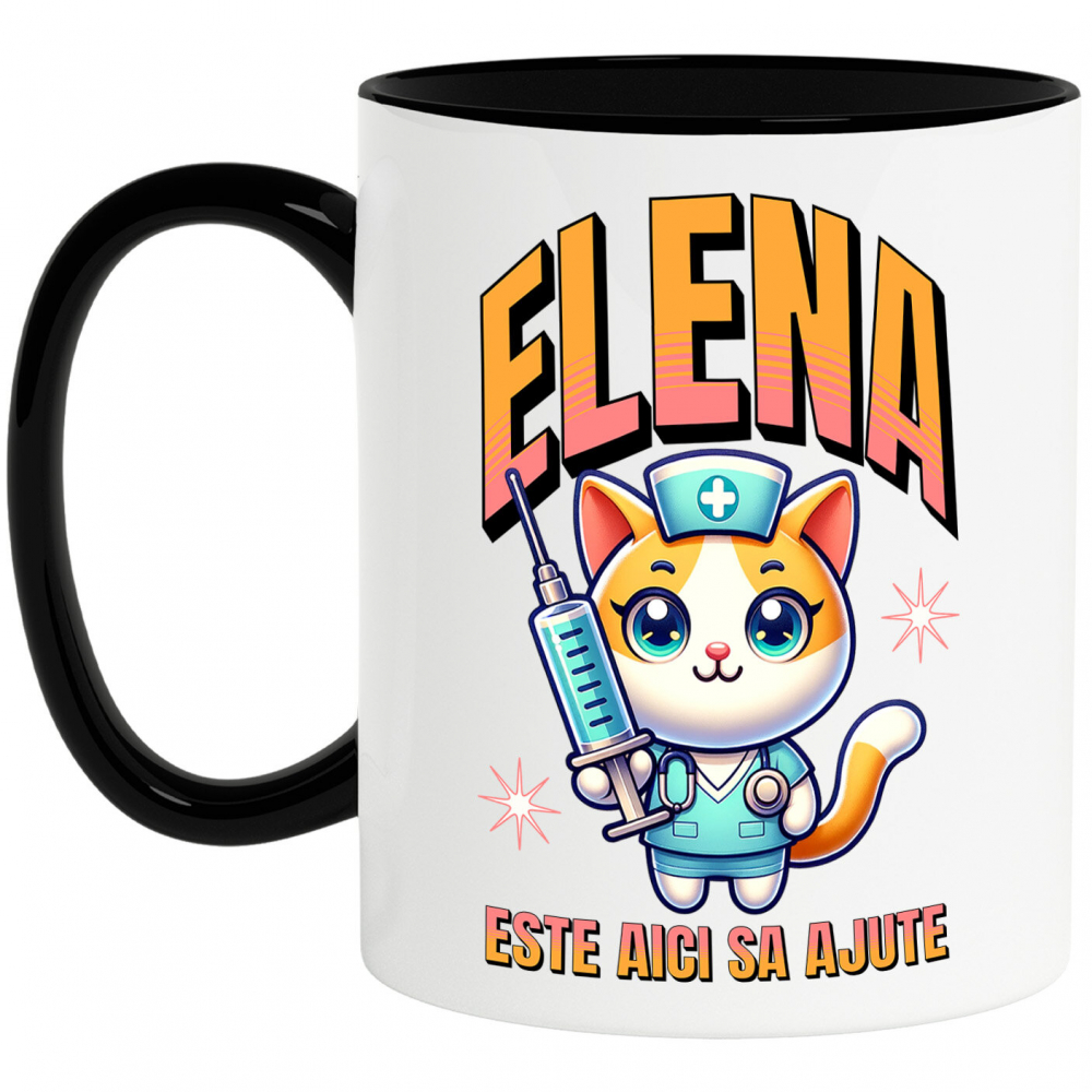 Cana Personalizata Pisică Doctor Cu Seringă Imensă – Design Amuzant pentru Cadouri Personalizate [1]