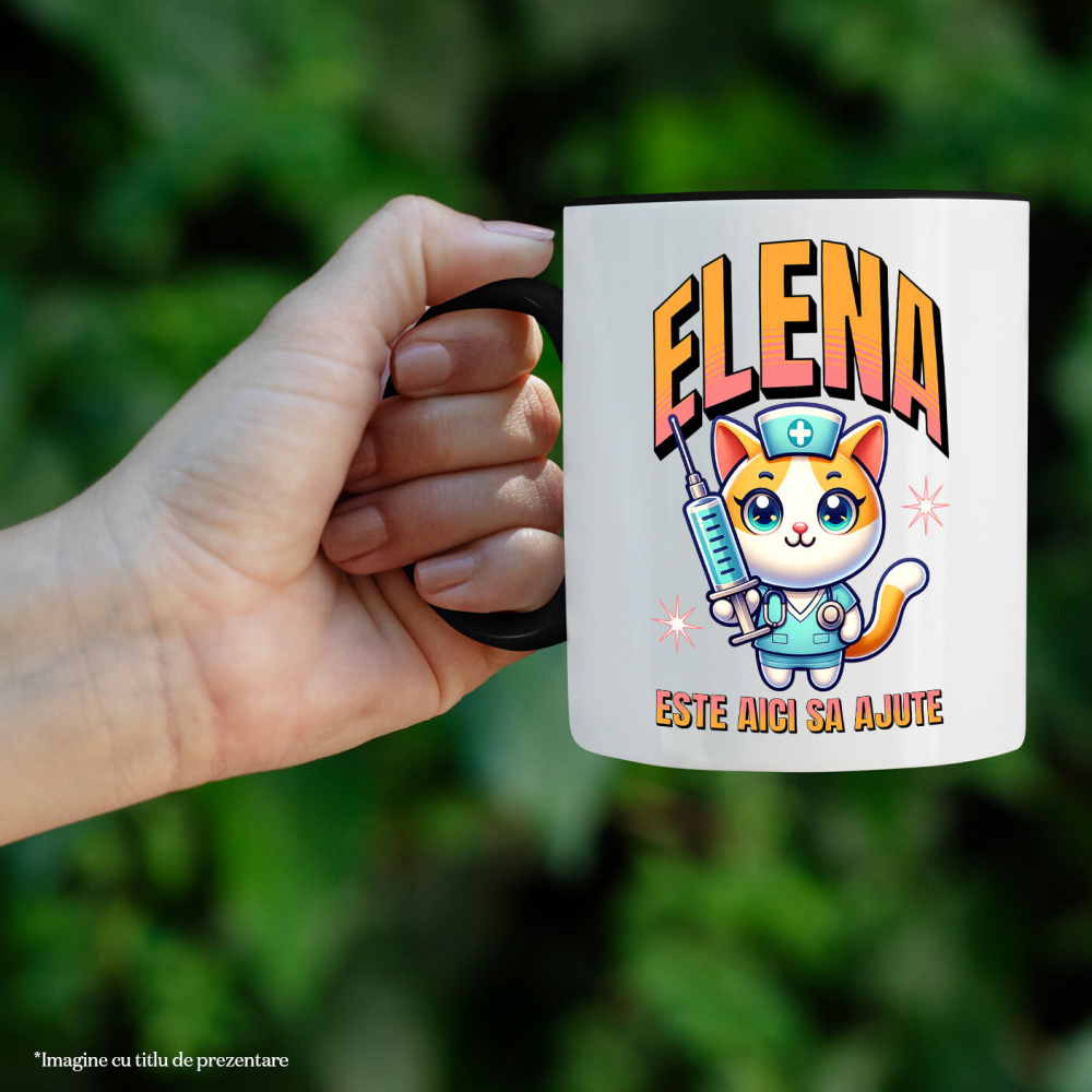 Cana Personalizata Pisică Doctor Cu Seringă Imensă – Design Amuzant pentru Cadouri Personalizate [2]