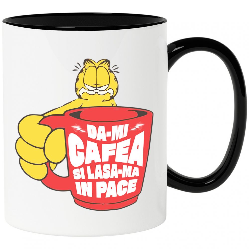 Cana Personalizata „Cana Garfield Imensă cu Cafea - Mesaj Haios „Dă-mi Cafea și Lasa-mă în Pace” – Cadou Perfect pentru Iubitorii de Pisici și Cafea” [1]