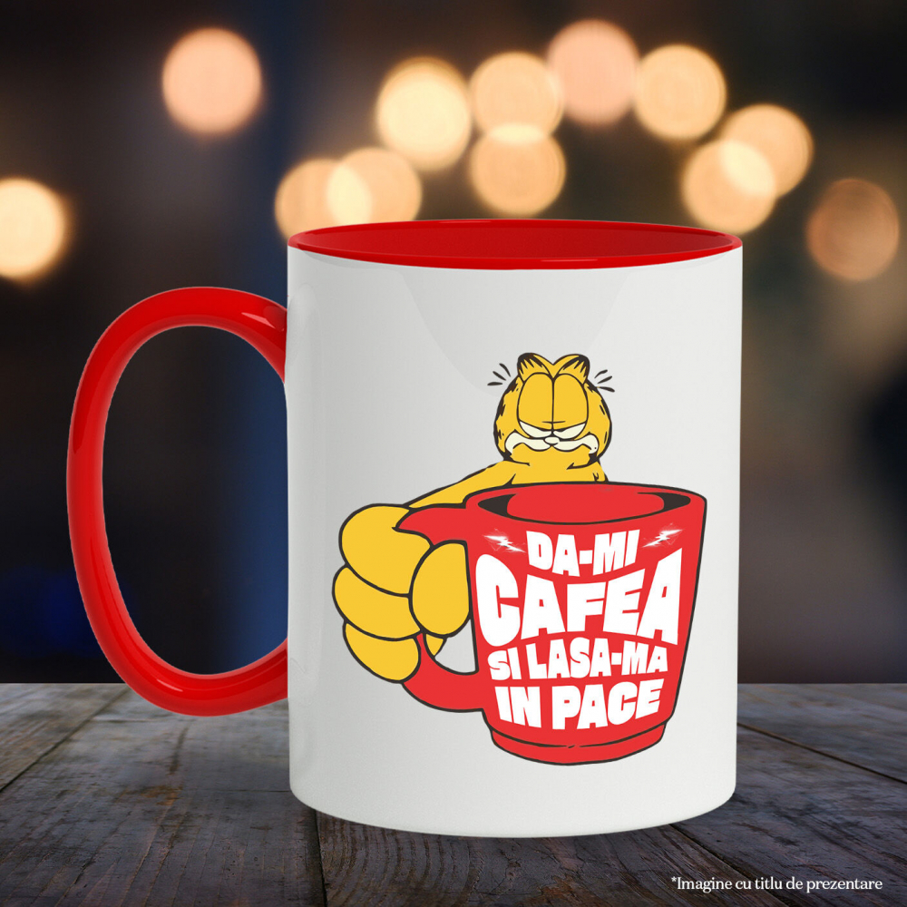 Cana Personalizata „Cana Garfield Imensă cu Cafea - Mesaj Haios „Dă-mi Cafea și Lasa-mă în Pace” – Cadou Perfect pentru Iubitorii de Pisici și Cafea” [3]
