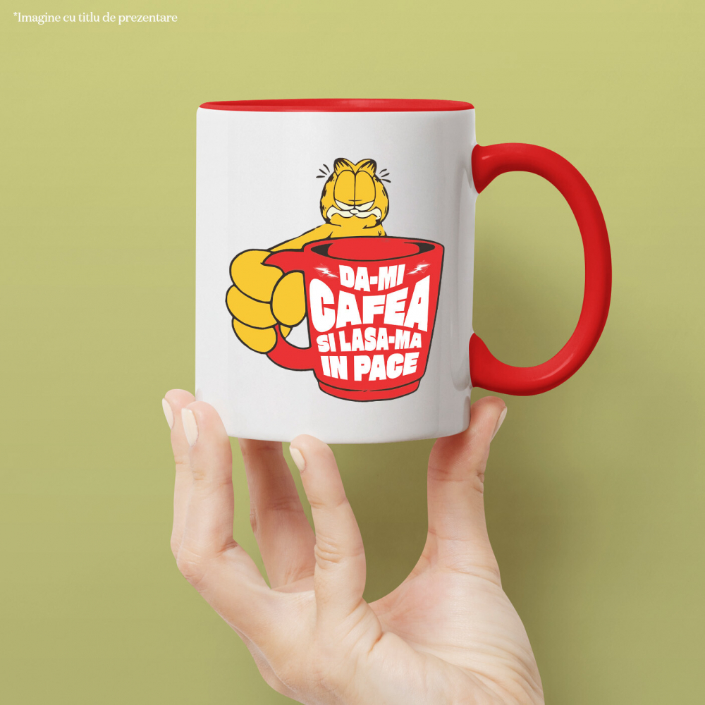 Cana Personalizata „Cana Garfield Imensă cu Cafea - Mesaj Haios „Dă-mi Cafea și Lasa-mă în Pace” – Cadou Perfect pentru Iubitorii de Pisici și Cafea” [2]