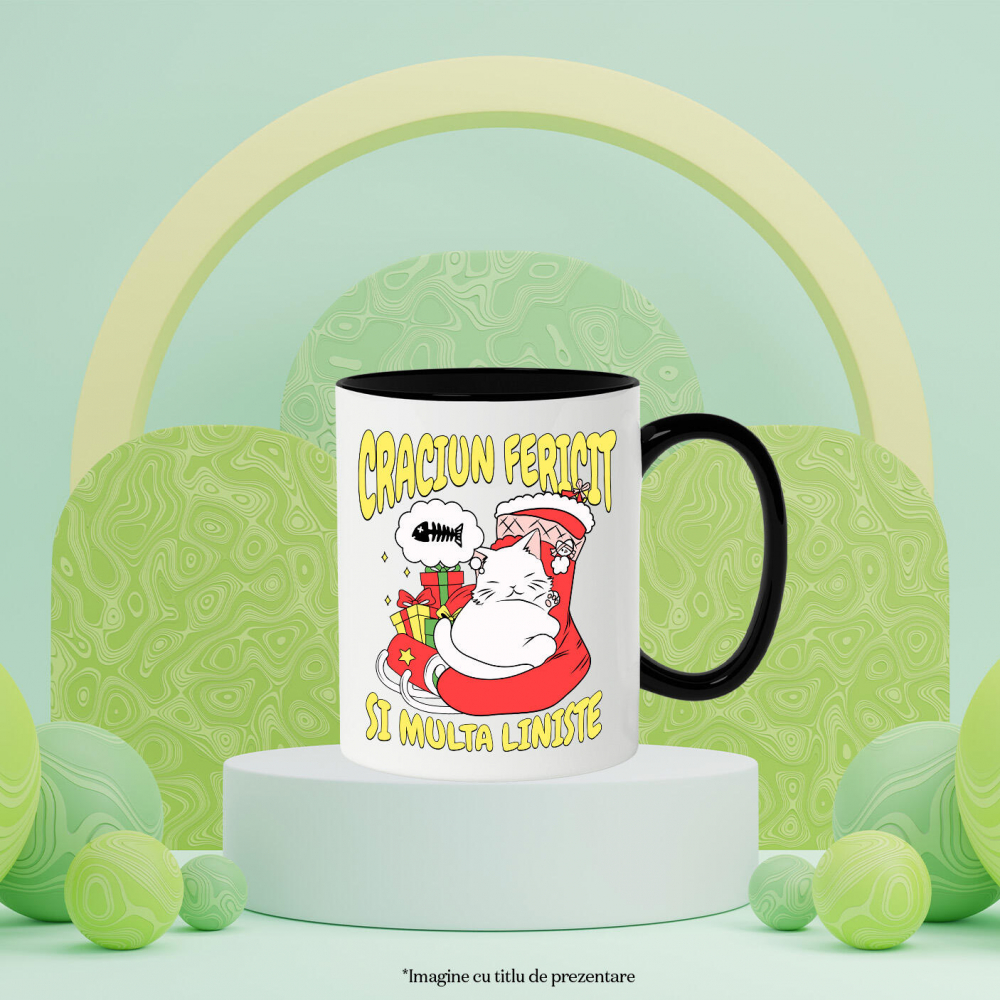 Cana Personalizata Tricou Personalizat Crăciun – Pisică Amuzantă și Mesaj Haios [3]