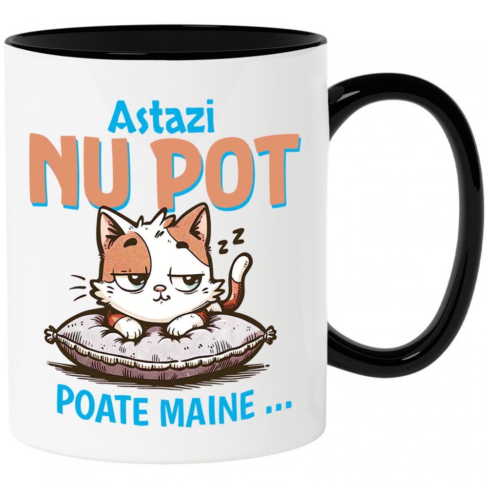 Cana Personalizata Pisica Haioasă Pe Pernă Pufosă – Cadou Personalizat „Astăzi Nu Pot, Poate Mâine” pentru Iubitorii De Pisici și Animale [1]