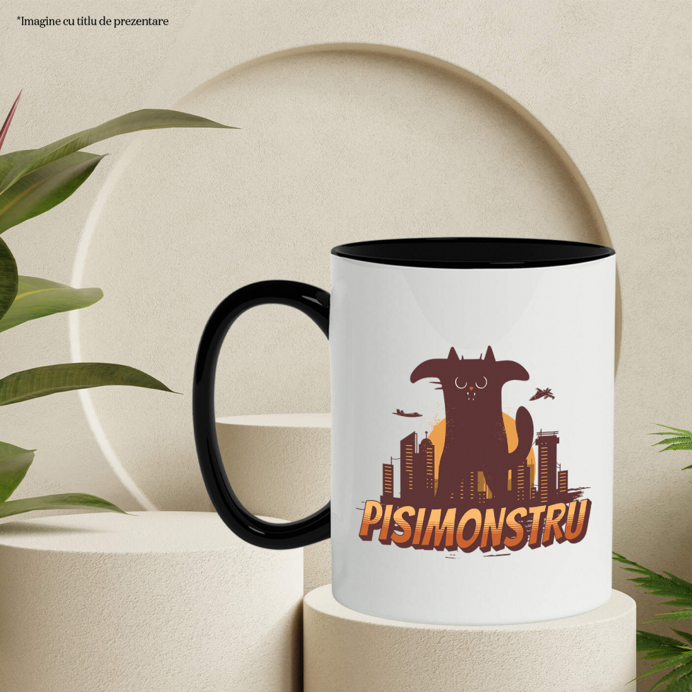 Cana Personalizata Pisica Imensă Neagră cu Text PisiMonstru – Cadou Personalizat pentru Iubitorii de Motani și Pisici [3]