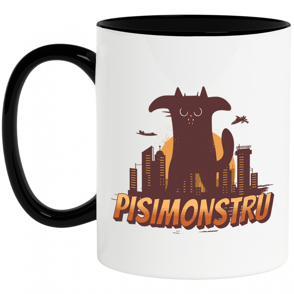 Cana Personalizata Pisica Imensă Neagră cu Text PisiMonstru – Cadou Personalizat pentru Iubitorii de Motani și Pisici [1]