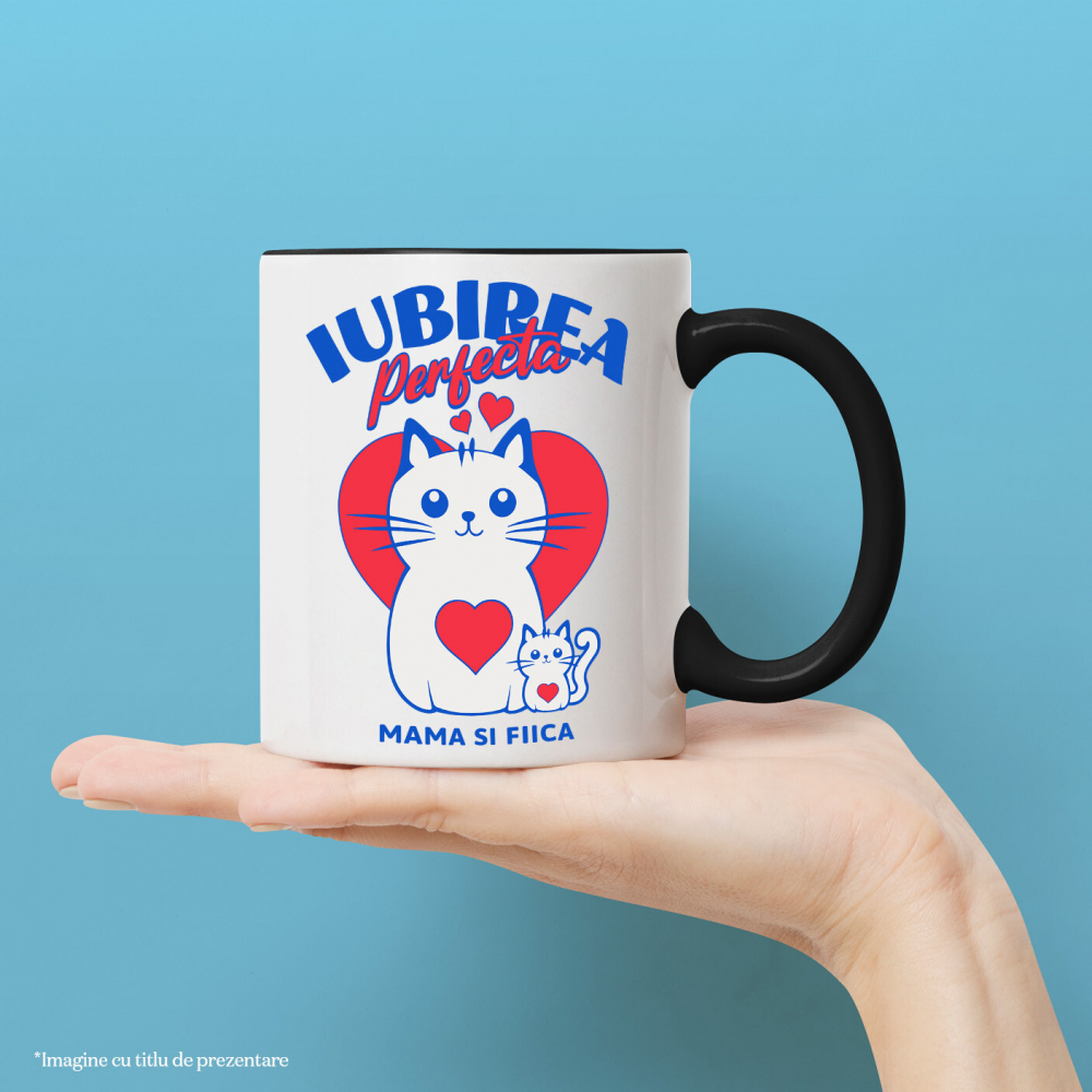 Cana Personalizata "Iubirea Perfectă Mama și Fiică – Cadouri Personalizate cu Pisica Mama și Pui" [2]