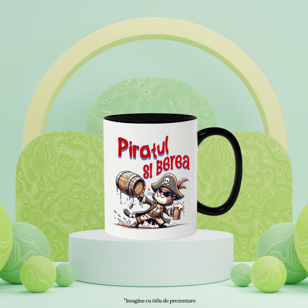 Cana Personalizata „Pisica Motan cu Palarie de Pirat și Halba de Bere - Cadou pentru Copii cu Tema Piraților și Desene Animate” [3]