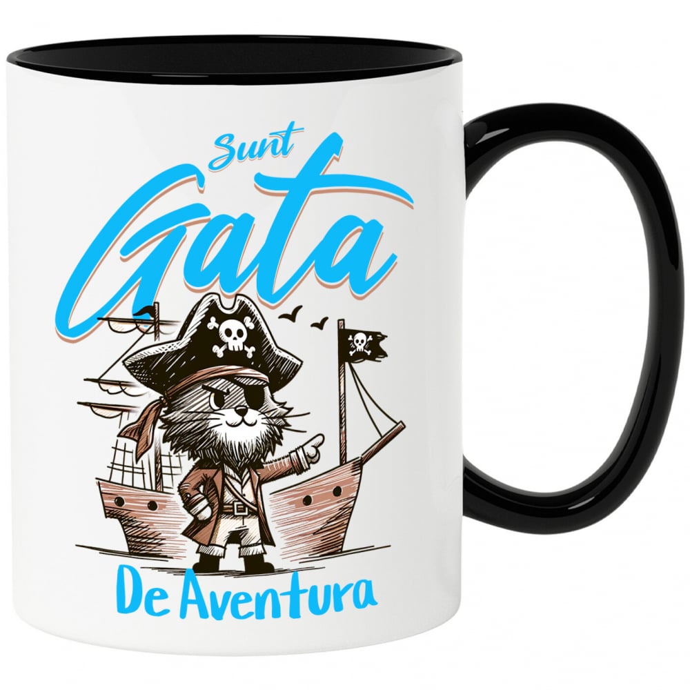 Cana Personalizata "Pisica Pirat cu Pălărie și Corabie - Cadou Aventuros pentru Copii" [1]
