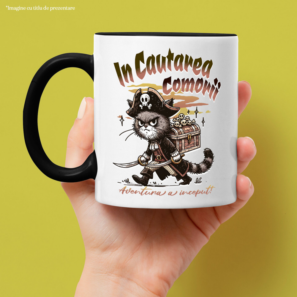Cana Personalizata "Pisica Pirat cu Pălărie și Cufăr Cranii - Aventură cu Comori pentru Copii" [2]