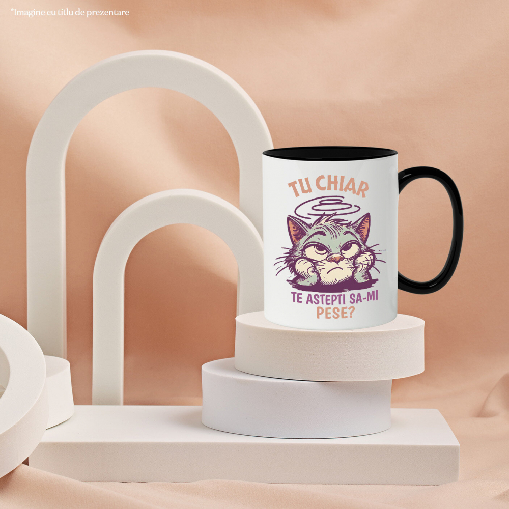 Cana Personalizata Pisica Plictisită și Mofturoasă „Tu Chiar Te Așteptai Să-mi Pese” – Cadou Amuzant Pentru Iubitorii De Pisici [3]