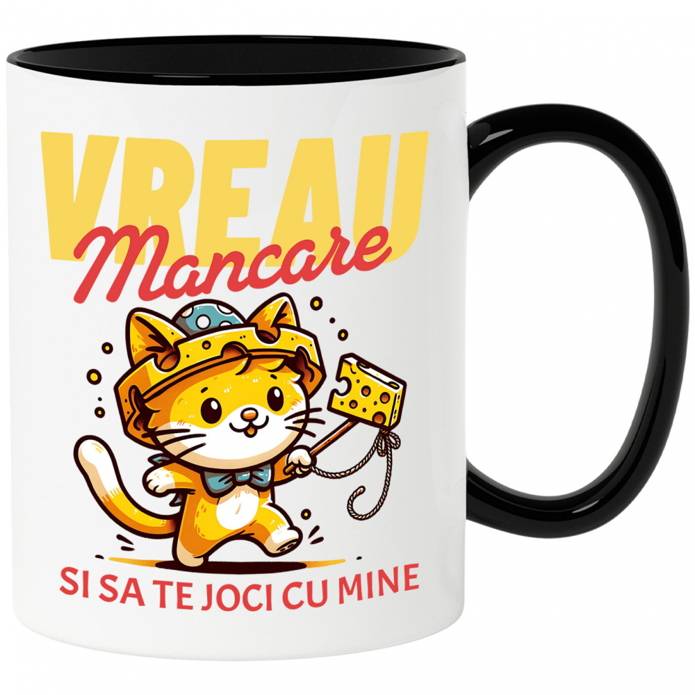 Cana Personalizata Pisica Portocalie Jucăușă „Vreau Mâncare și Să Te Joi Cu Mine” – Cadou Amuzant Pentru Iubitorii De Pisici [1]