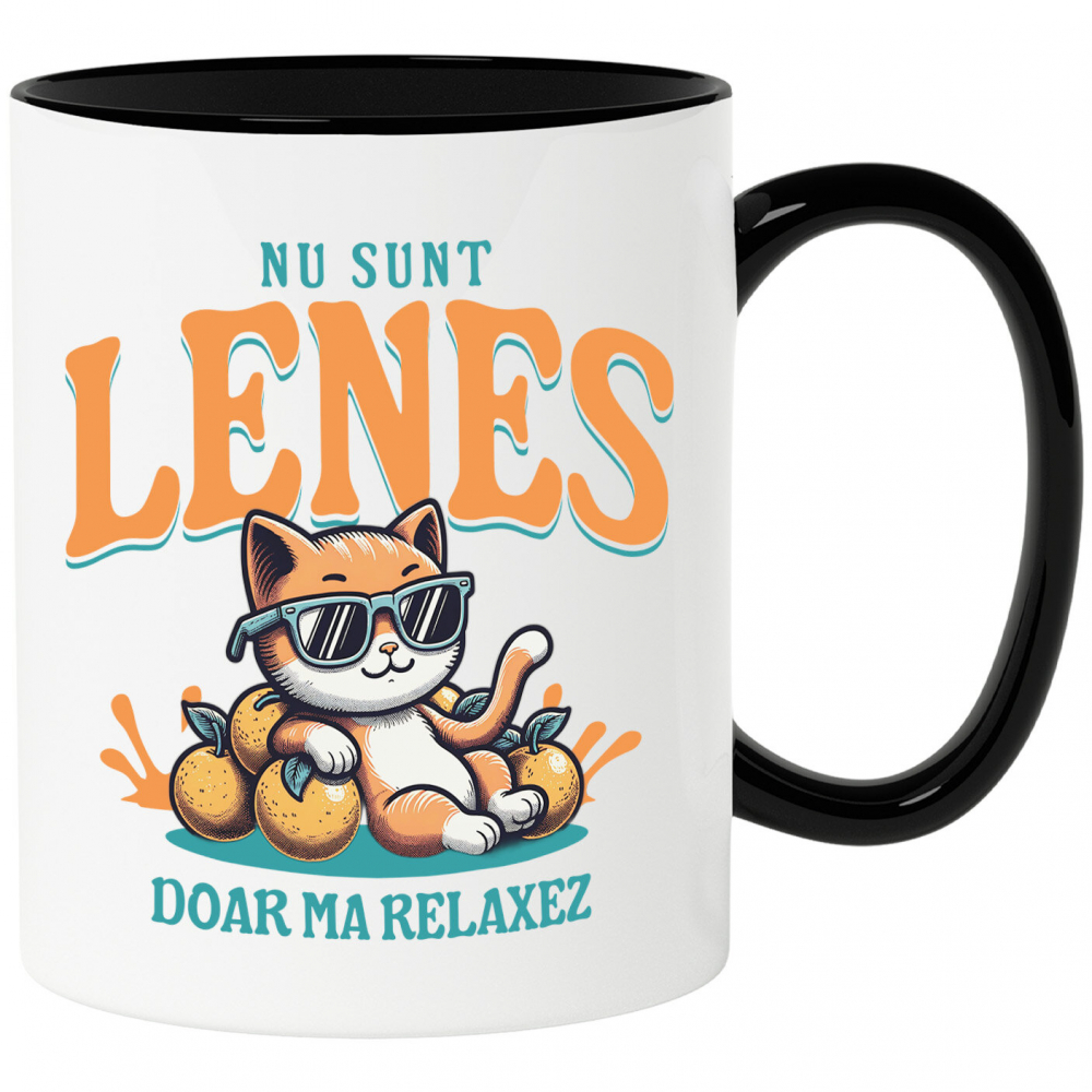 Cana Personalizata Pisica Portocalie Cu Ochelari De Soare „Nu Sunt Leneș, Doar Mă Relaxez” – Cadou Amuzant Pentru Iubitorii De Pisici [1]