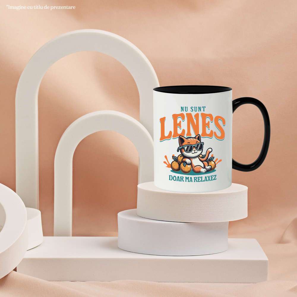 Cana Personalizata Pisica Portocalie Cu Ochelari De Soare „Nu Sunt Leneș, Doar Mă Relaxez” – Cadou Amuzant Pentru Iubitorii De Pisici [3]