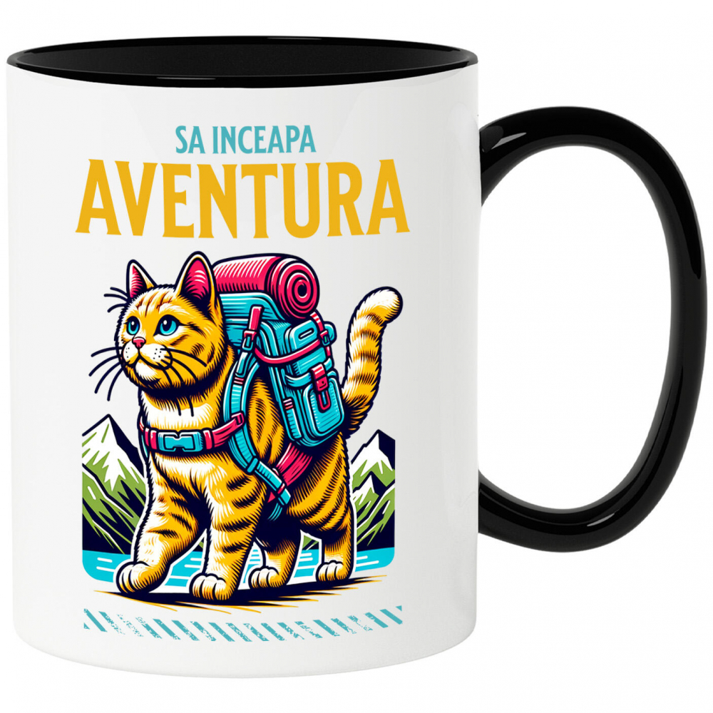 Cana Personalizata "Cadou Pisica Gata de Aventură – Drumeție în Munte și Lac pentru Iubitorii de Natură și Familii" [1]