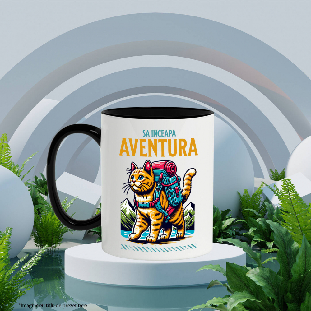 Cana Personalizata "Cadou Pisica Gata de Aventură – Drumeție în Munte și Lac pentru Iubitorii de Natură și Familii" [3]