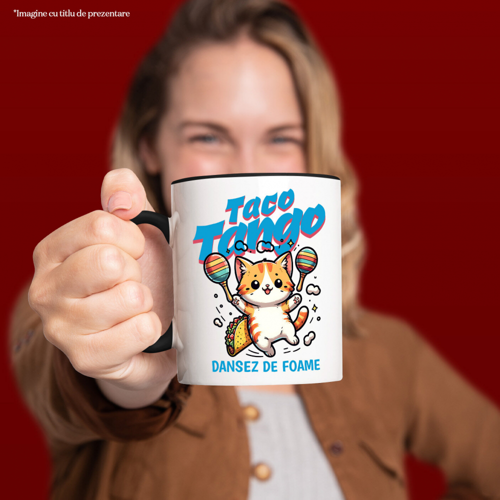 Cana Personalizata Pisica Portocalie Cu Tacos – Taco Tango – Dans Mexican Amuzant – Cadou Personalizat Iubitorilor De Pisici [2]