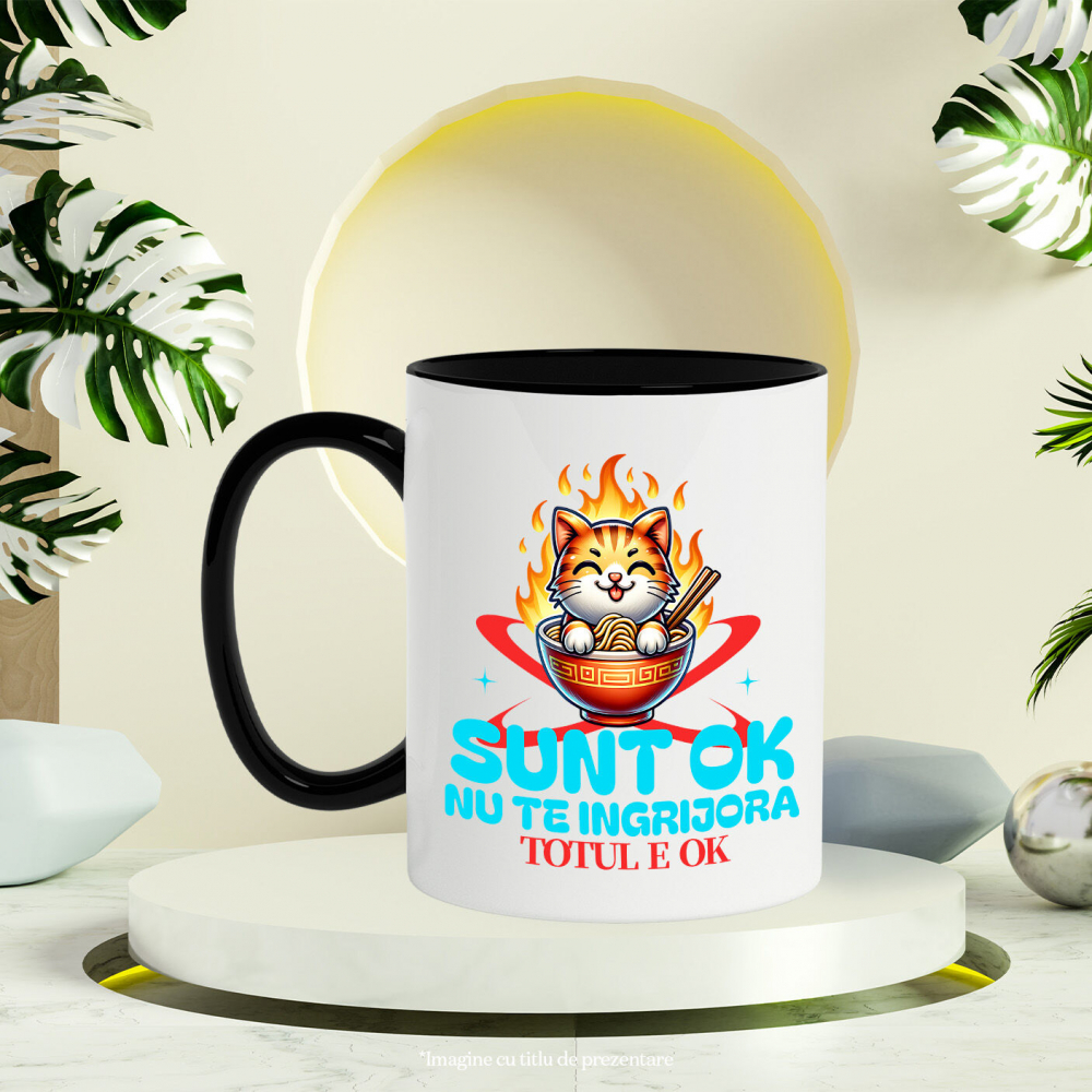 Cana Personalizata Pisică Portocalie în Bol Fierbinte cu Noodles în Flăcări - Cadouri Amuzante cu Mesaje Pozitive pentru Familie și Prieteni [3]