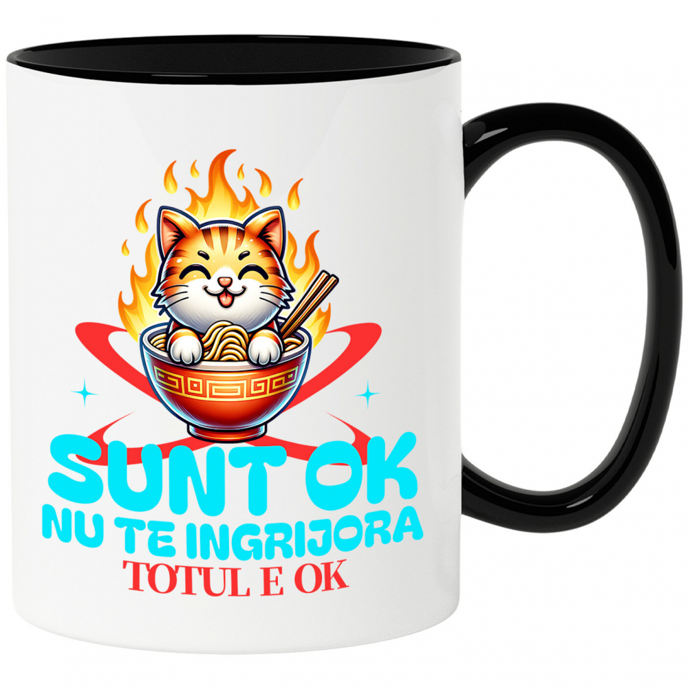 Cana Personalizata Pisică Portocalie în Bol Fierbinte cu Noodles în Flăcări - Cadouri Amuzante cu Mesaje Pozitive pentru Familie și Prieteni [1]