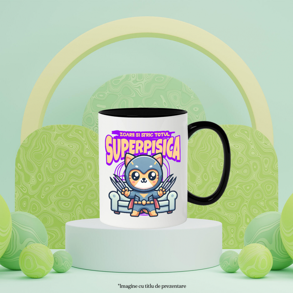 Cana Personalizata Pisica Portocalie În Costum De Super Erou Cu Gheare Lungi – Cadou Personalizat „Zgârâi Și Stric Totul” Pentru Copii [3]