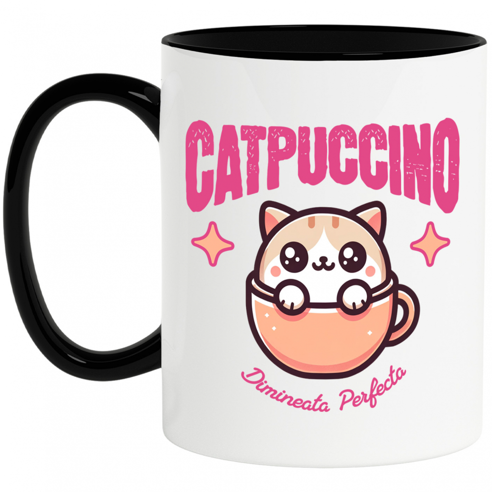 Cana Personalizata „Pahar Personalizat „Catpuccino Dimineața Perfectă” – Cadou Pisică și Cafea pentru Iubitori” [1]