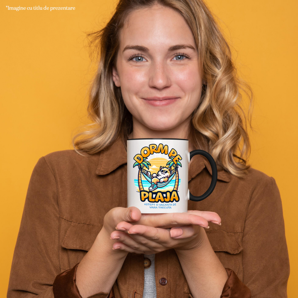 Cana Personalizata Pisică Pufoasă Pe Plajă – Cadou Personalizat Funny Pentru Familie & Prieteni [2]