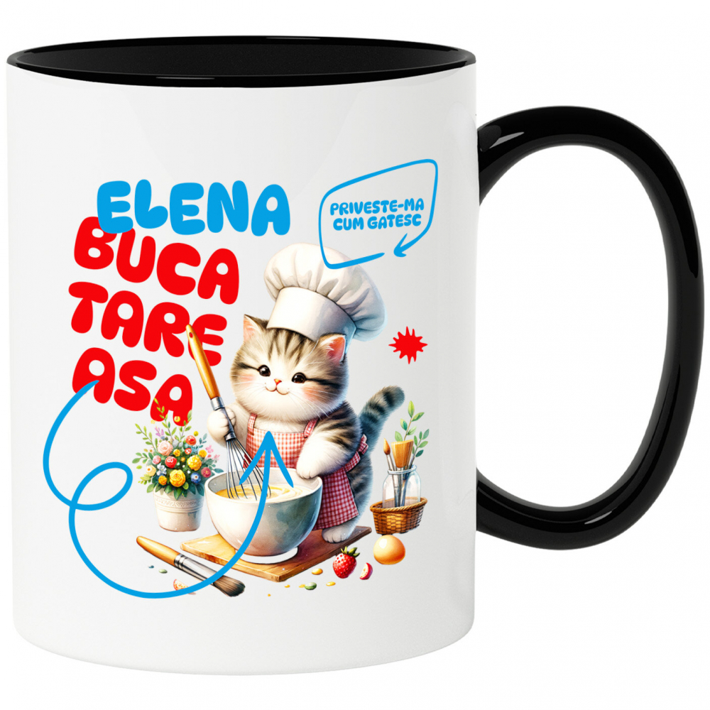 Cana Personalizata Pisică Pufoasă cu Pălărie Bucătar Chef – Pasiune pentru Gătit și Mâncare [1]
