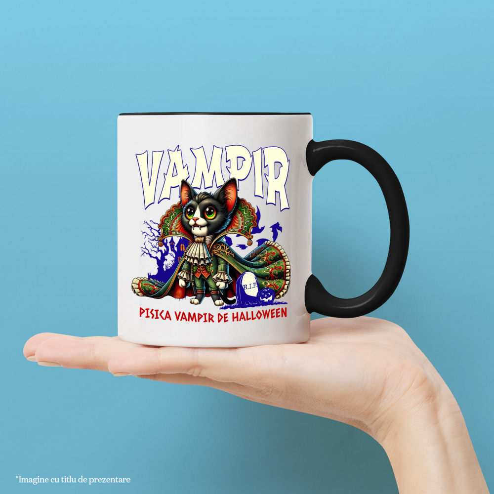 Cana Personalizata Costum Pisica Regina Vampir cu Colți pentru Halloween | Pisica Vampir de Halloween [2]
