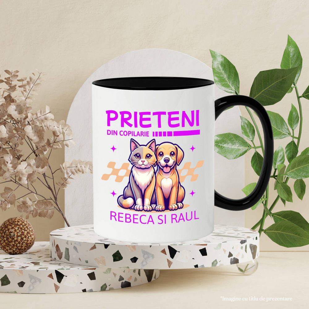 Cana Personalizata Cadouri personalizate prieteni și familie – Portret cu pisica și câine pentru Rebeca și Paul [3]