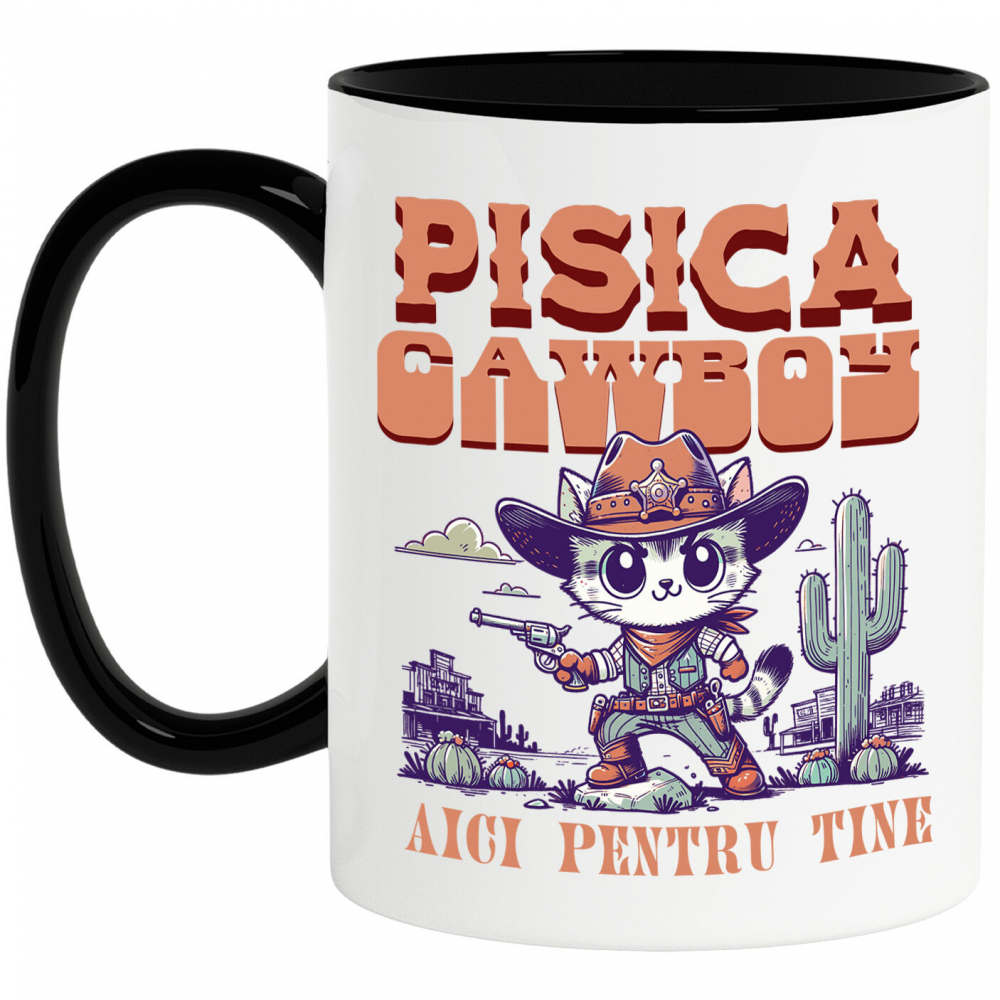 Cana Personalizata "Pisica Stil Cowboy - Cadou Iubire și Sprijin Personalizat" [1]