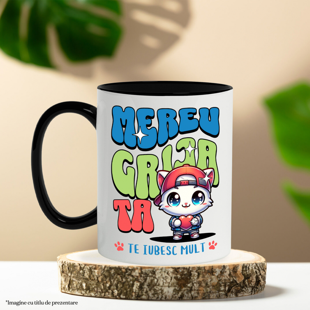 Cana Personalizata Pisică Gangster cu Inimă – Cadou Romantic Personalizat „Te Iubesc Mult Mereu” [3]